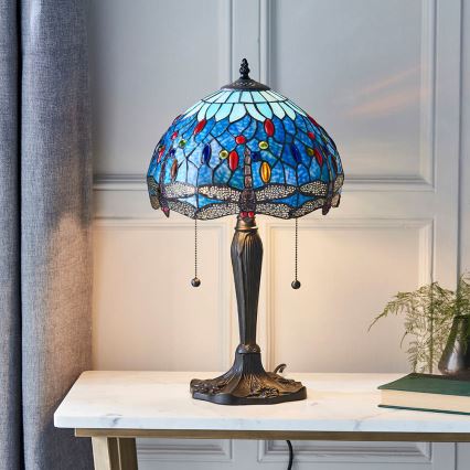 Endon 64090 - Stolná lampa Tiffany DRAGONFLY 2xE27/60W/230V pr. 30 cm