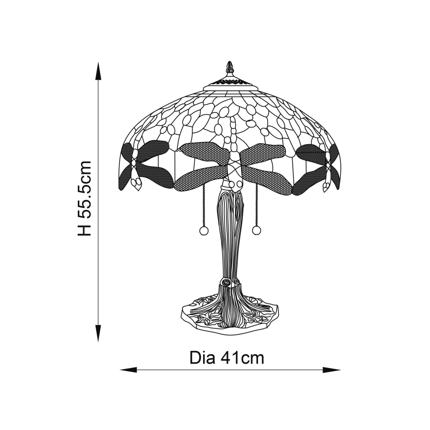 Endon 64093 - Stolná lampa DRAGONFLY 2xE27/60W/230V priemer 41 cm