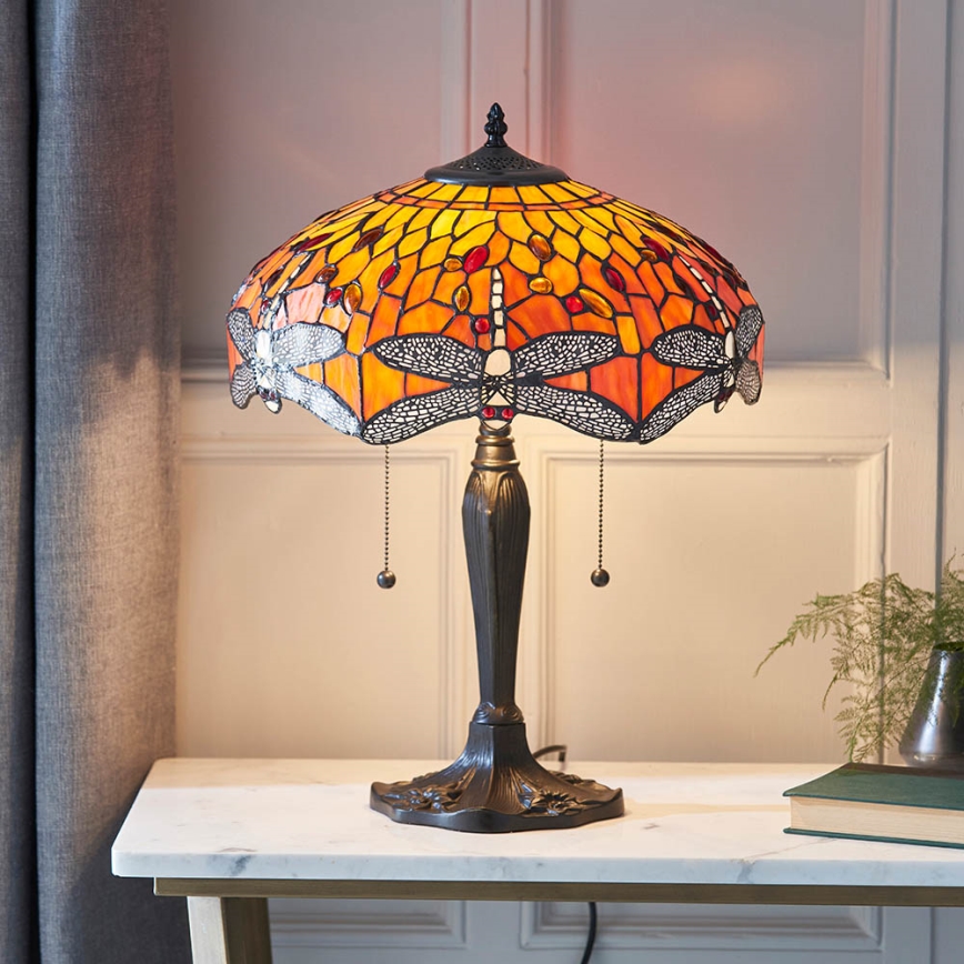 Endon 64093 - Stolová lampa Tiffany DRAGONFLY 2xE27/60W/230V priemer 41 cm