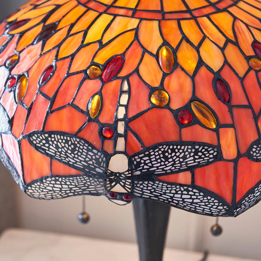 Endon 64093 - Stolová lampa Tiffany DRAGONFLY 2xE27/60W/230V priemer 41 cm