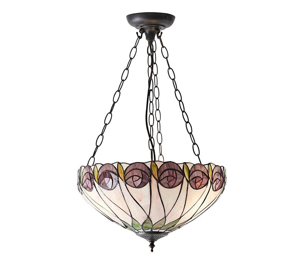 Endon 64175 - Luster na reťazi Tiffany HUTCHINSON 3xE27/60W/230V priemer 40 cm 64175