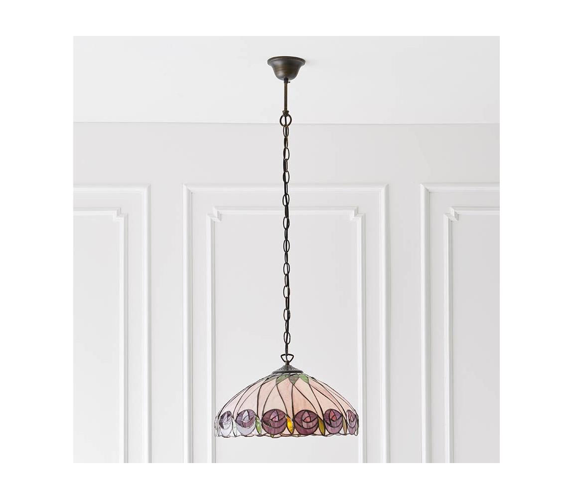 Endon 64176 - Luster na reťazi Tiffany HUTCHINSON 1xE27/60W/230V pr. 40 cm 64176