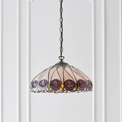 Endon 64176 - Luster na reťazi Tiffany HUTCHINSON 1xE27/60W/230V pr. 40 cm