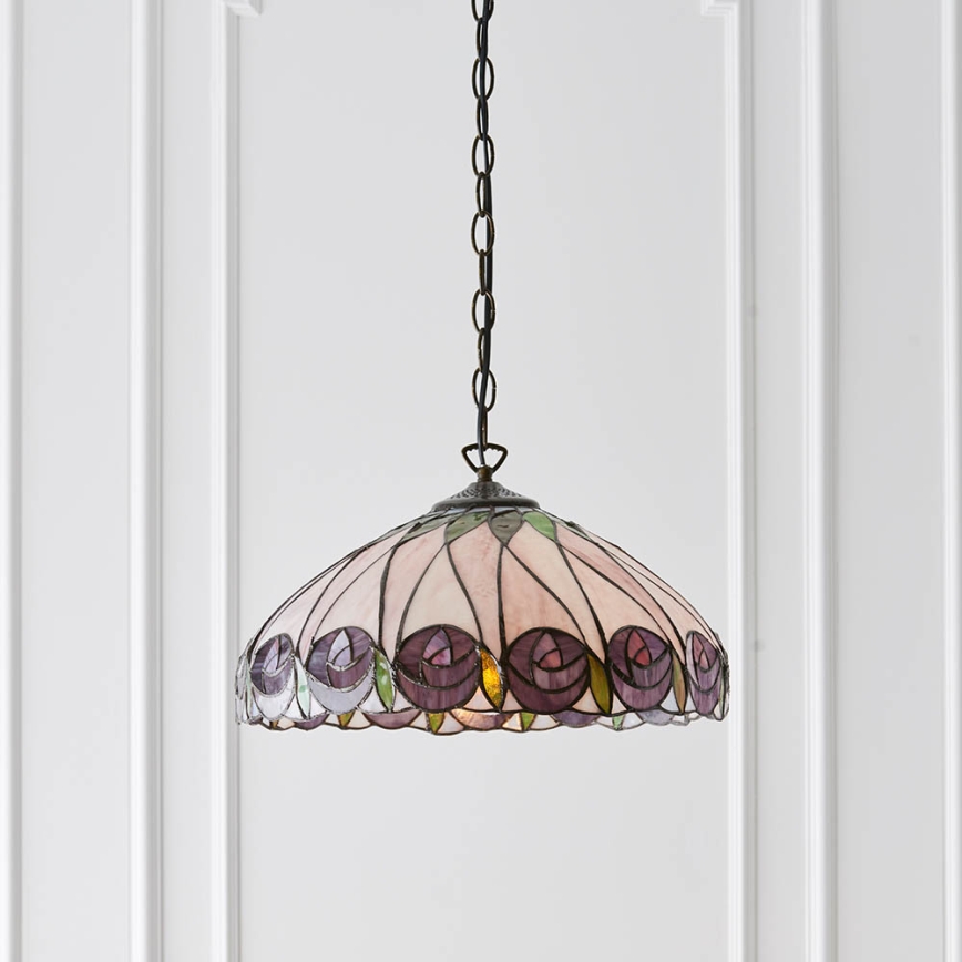 Endon 64176 - Luster na reťazi Tiffany HUTCHINSON 1xE27/60W/230V pr. 40 cm
