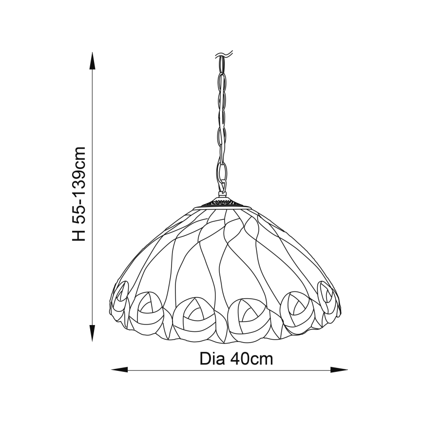Endon 64176 - Luster na reťazi Tiffany HUTCHINSON 1xE27/60W/230V pr. 40 cm
