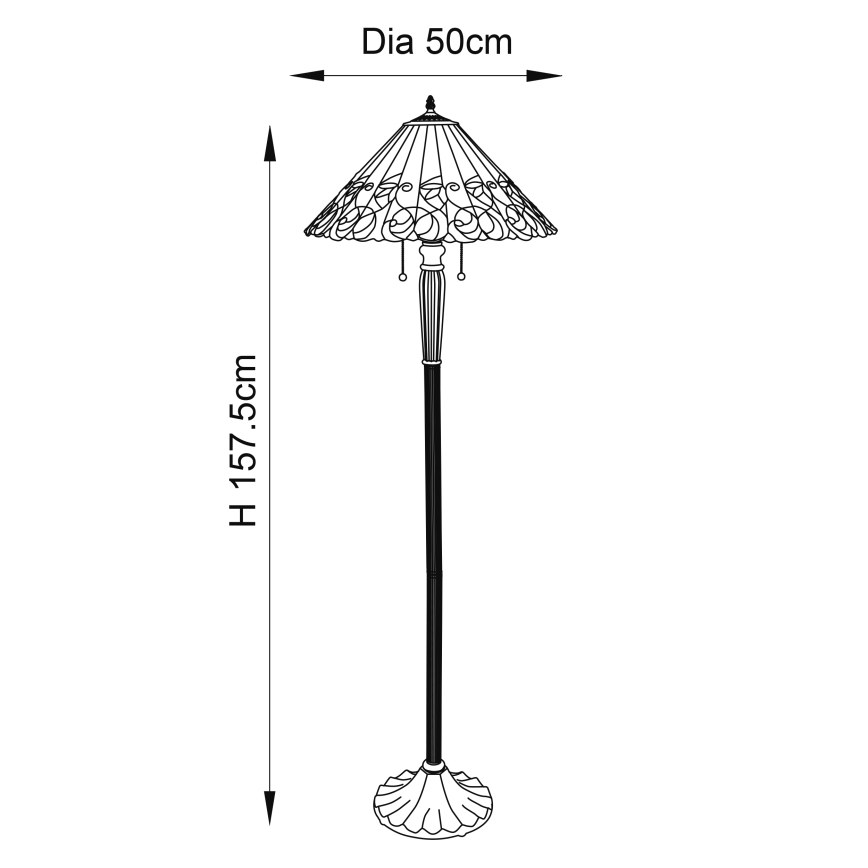 Endon 64192 - Stojacia lampa JAMELIA 2×E27/60W/230V, priemer 50 cm