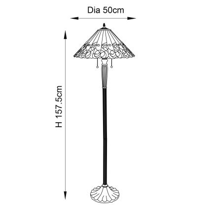 Endon 64192 - Stojacia lampa Tiffany JAMELIA 2×E27/60W/230V Ø 50 cm