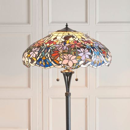 Endon 64323 - Stojacia lampa Tiffany SULLIVAN 2xE27/60W/230V priemer 56 cm