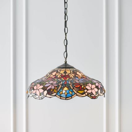 Endon 64325 - Luster na reťazi Tiffany SULLIVAN 1xE27/60W/230V priemer 40 cm