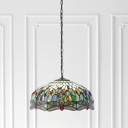 Endon 66148 - Luster na reťazi Tiffany DRAGONFLY 3xE27/60W/230V pr. 50 cm