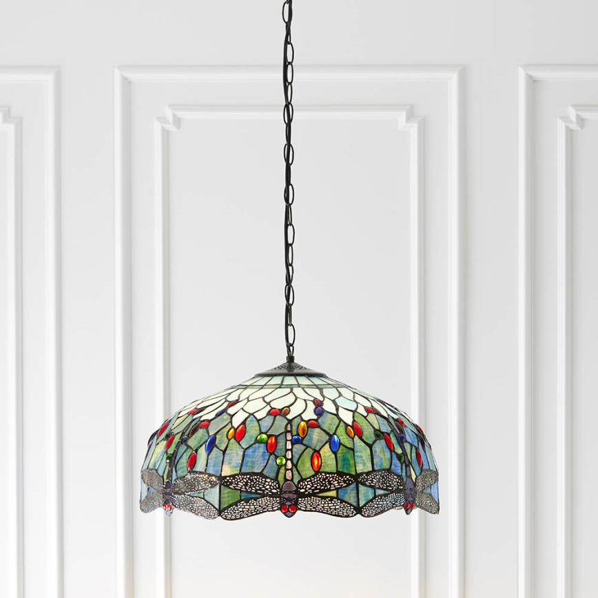 Endon 66148 - Luster na reťazi Tiffany DRAGONFLY 3xE27/60W/230V pr. 50 cm