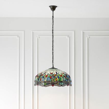 Endon 66148 - Luster na reťazi Tiffany DRAGONFLY 3xE27/60W/230V pr. 50 cm