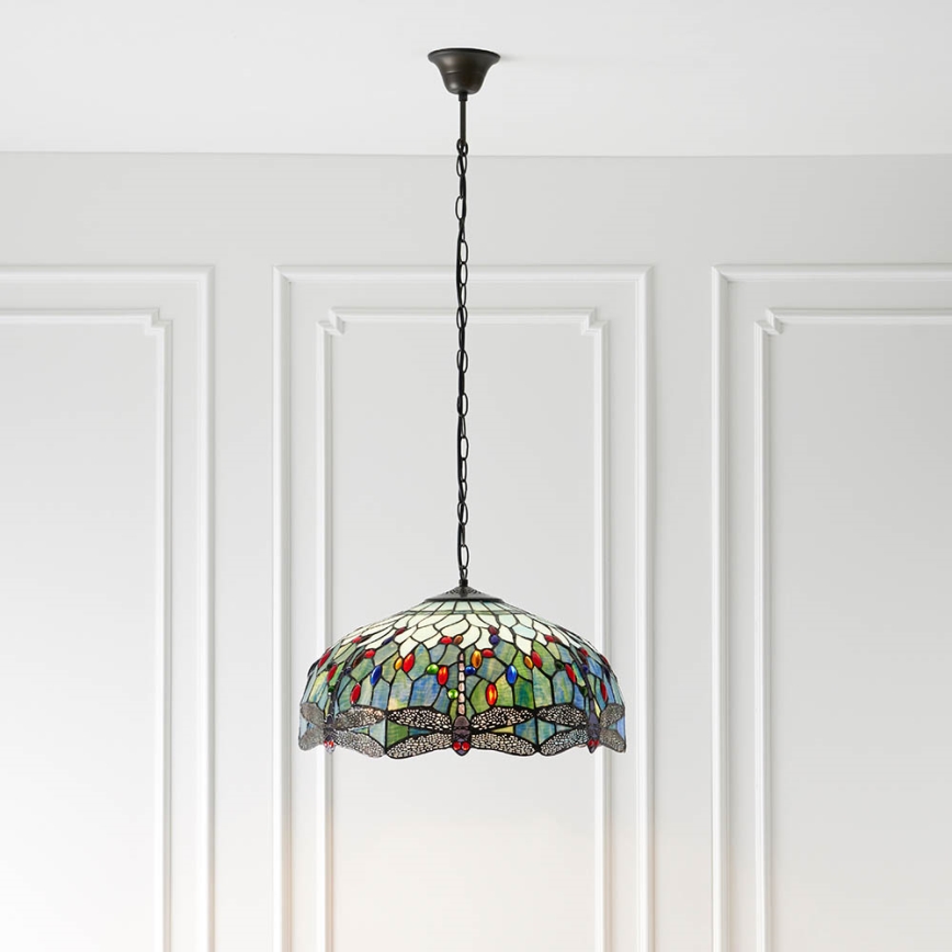 Endon 66148 - Luster na reťazi Tiffany DRAGONFLY 3xE27/60W/230V pr. 50 cm