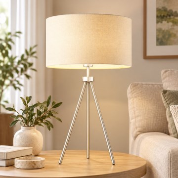 Endon 66986 - Stolná lampa TRI 1xE27/40W/230V matný chróm/krémová