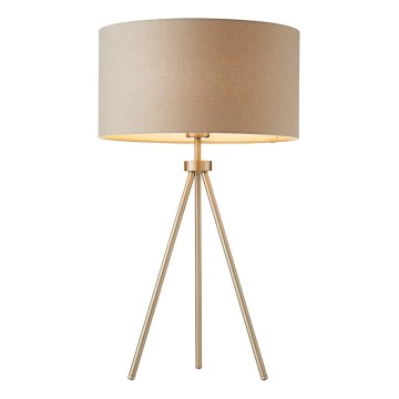 Endon 66986 - Stolná lampa TRI 1xE27/40W/230V mosadz/béžová