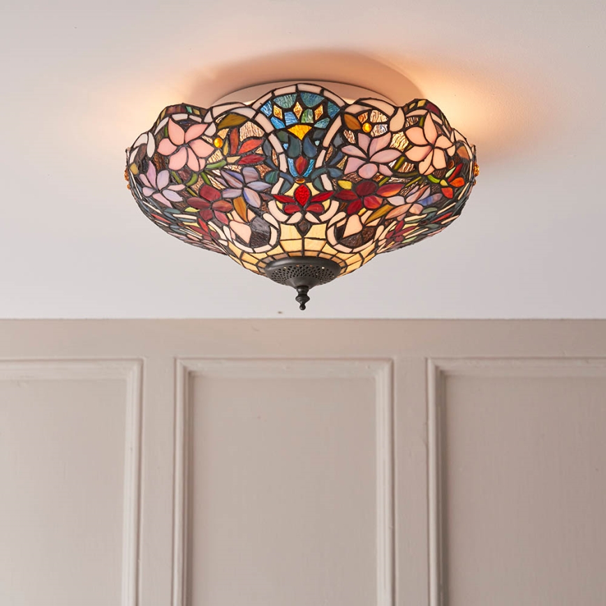 Endon 70709 - Stropné svietidlo Tiffany SULLIVAN 2×E27/60W/230V, priemer 40 cm
