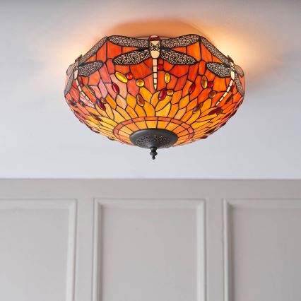 Endon 70721 - Stropné svietidlo Tiffany DRAGONFLY 2xE27/60W/230V pr. 41 cm