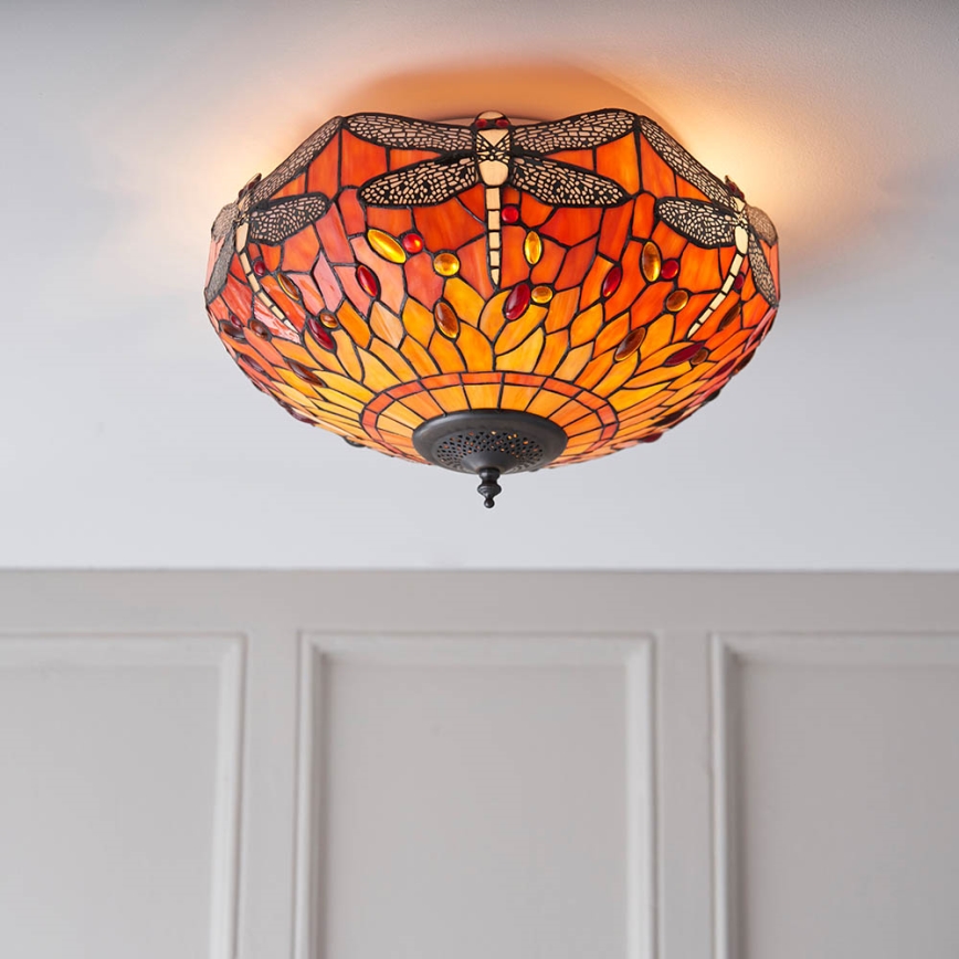Endon 70721 - Stropné svietidlo Tiffany DRAGONFLY 2xE27/60W/230V pr. 41 cm