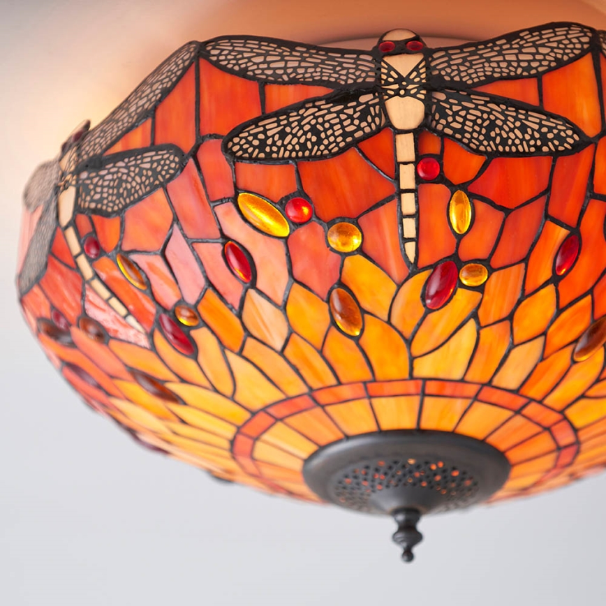 Endon 70721 - Stropné svietidlo Tiffany DRAGONFLY 2xE27/60W/230V pr. 41 cm