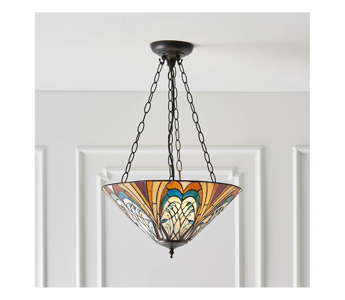 Endon 70750 - Luster na reťazi Tiffany HECTOR 3×E27/60W/230V, priemer 40 cm 70750