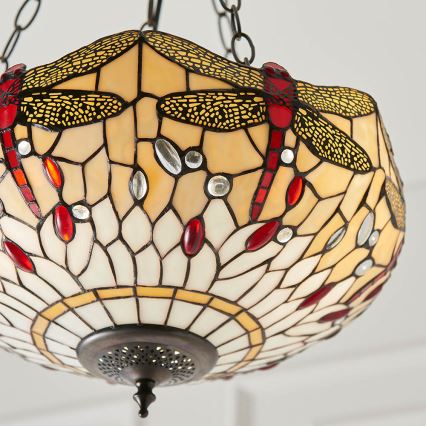 Endon 70759 - Závesný luster na reťazi Tiffany DRAGONFLY 3xE27/60W/230V priemer 41 cm