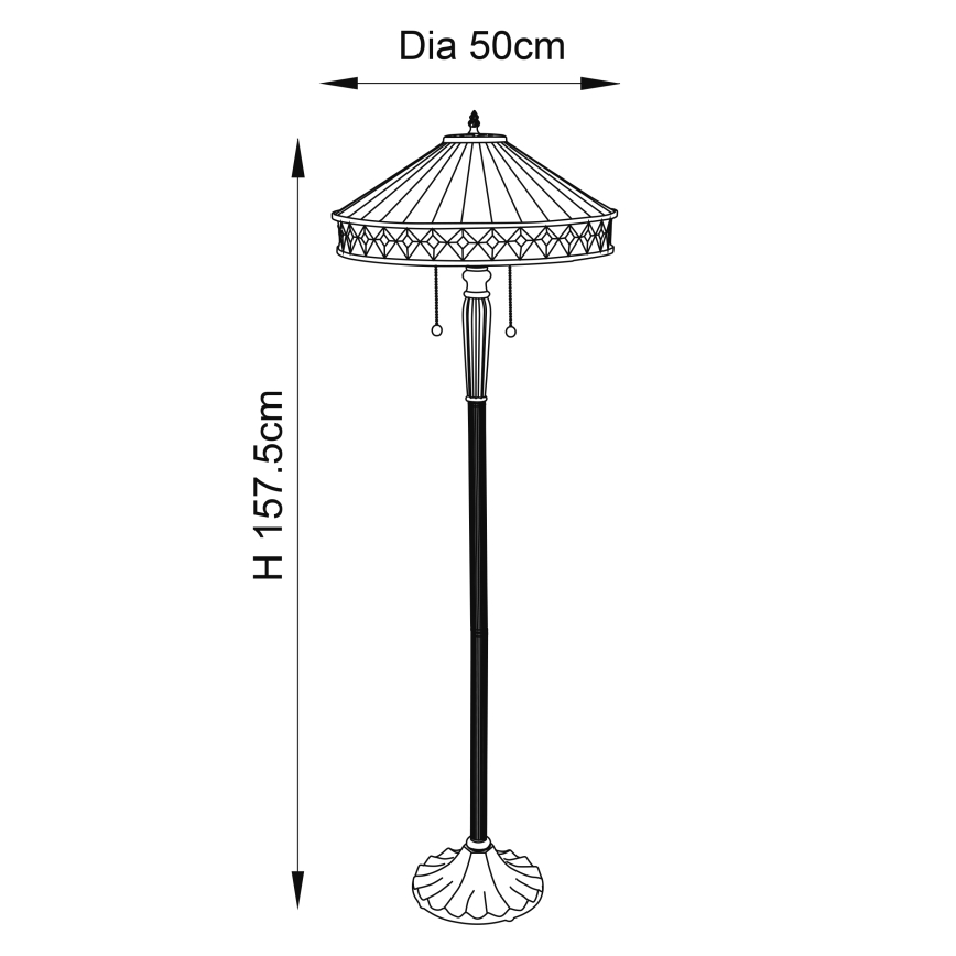 Endon 70936 - Stojacia lampa FARGO 2xE27/60W/230V priemer 50 cm