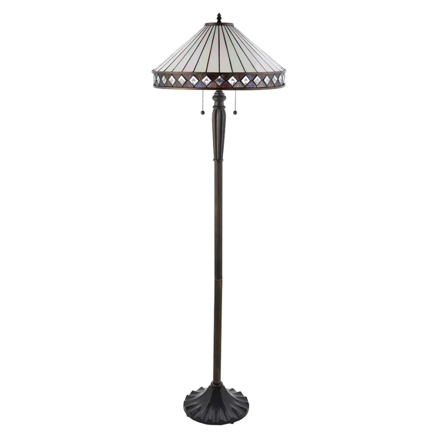 Endon 70936 - Stojacia lampa Tiffany FARGO 2xE27/60W/230V priemer 50 cm
