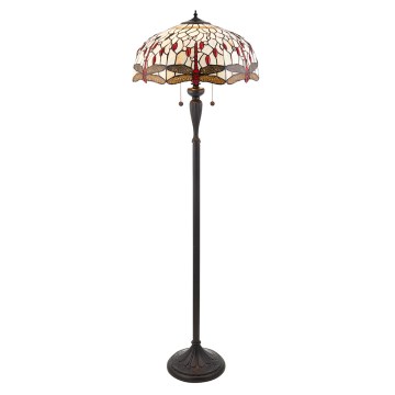 Endon 70940 - Stojacia lampa Tiffany DRAGONFLY 2×E27/60W/230V, priemer 50 cm