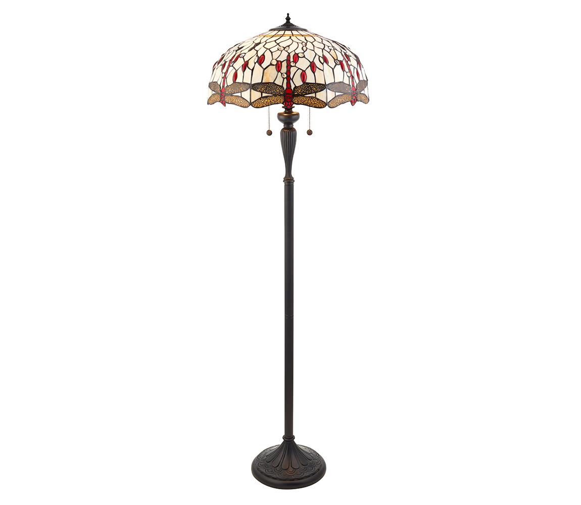 Endon 70940 - Stojacia lampa Tiffany DRAGONFLY 2×E27/60W/230V, priemer 50 cm 70940