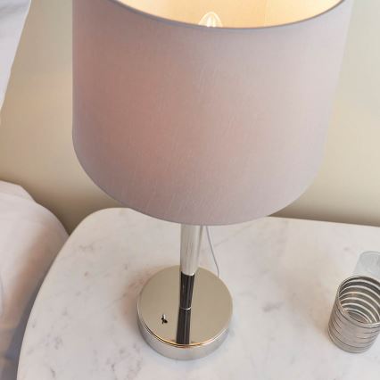 Endon 72175 - Stolná lampa s USB portom SYON 1xE14/40W/230V lesklý chróm/béžová