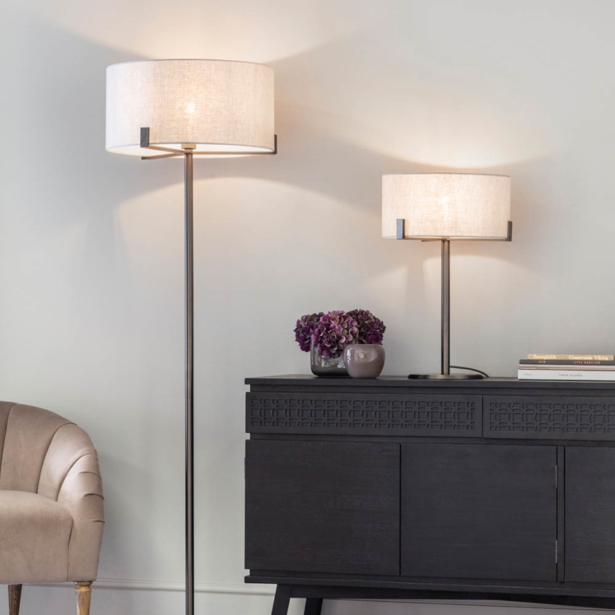 Endon 72634 - Stojacia lampa HAYFIELD 1xE27/40W/230V hnedá/šedá