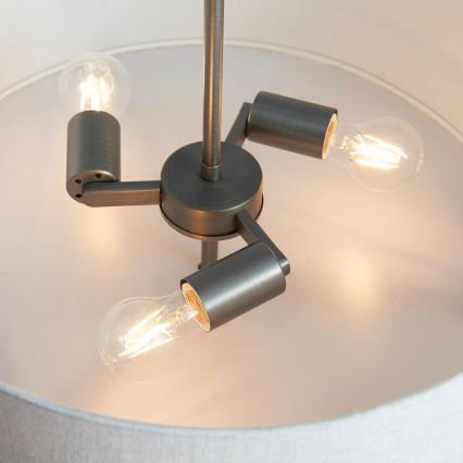 Endon 72635 - Luster na tyči HAYFIELD 3xE27/40W/230V matný chróm/šedá