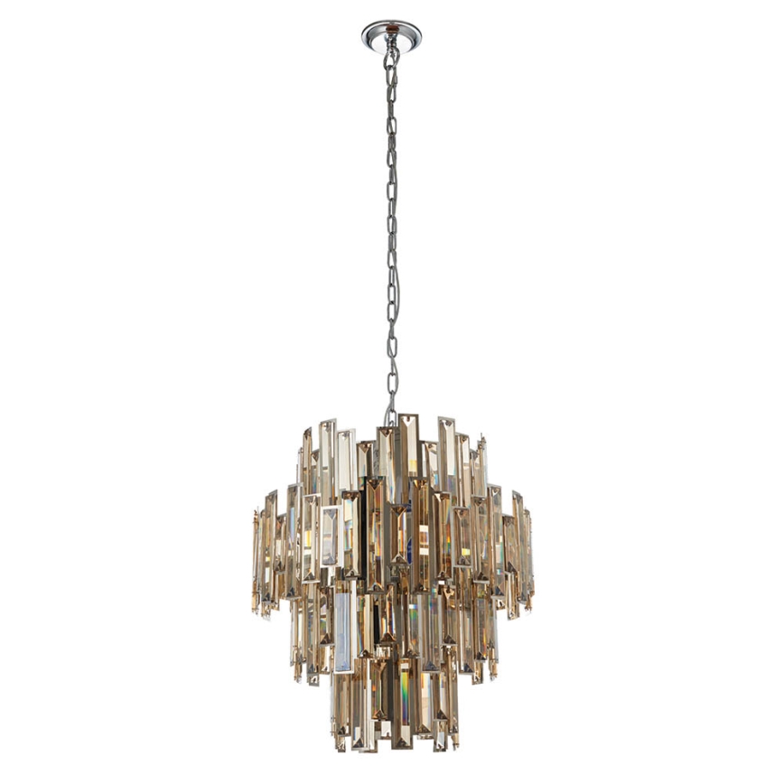 Endon 72744 - Kryštálový luster na reťazi VIVIANA 12xE14/40W/230V lesklý chróm/dymový
