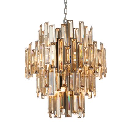 Endon 72744 - Kryštálový luster na reťazi VIVIANA 12xE14/40W/230V lesklý chróm/dymový