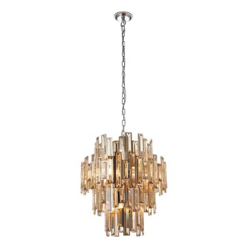 Endon 72744 - Kryštálový luster na reťazi VIVIANA 12xE14/40W/230V lesklý chróm/dymový