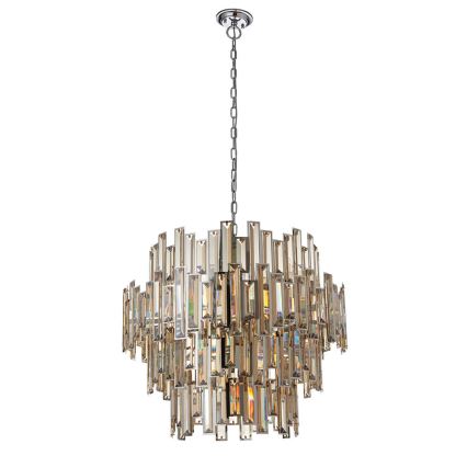 Endon 72746 - Krištáľový luster na reťazi VIVIANA 15xE14/40W/230V lesklý chróm/dýmová