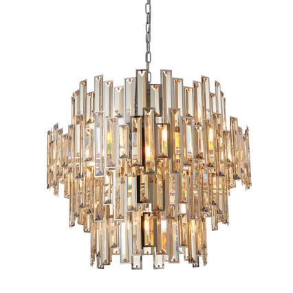 Endon 72746 - Krištáľový luster na reťazi VIVIANA 15xE14/40W/230V lesklý chróm/dýmová