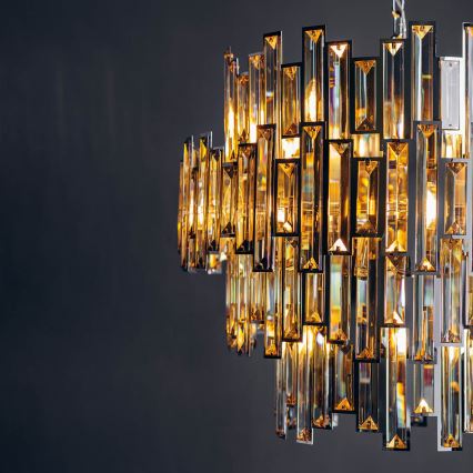 Endon 72746 - Krištáľový luster na reťazi VIVIANA 15xE14/40W/230V lesklý chróm/dýmová