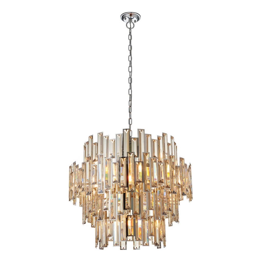 Endon 72746 - Krištáľový luster na reťazi VIVIANA 15xE14/40W/230V lesklý chróm/dýmová