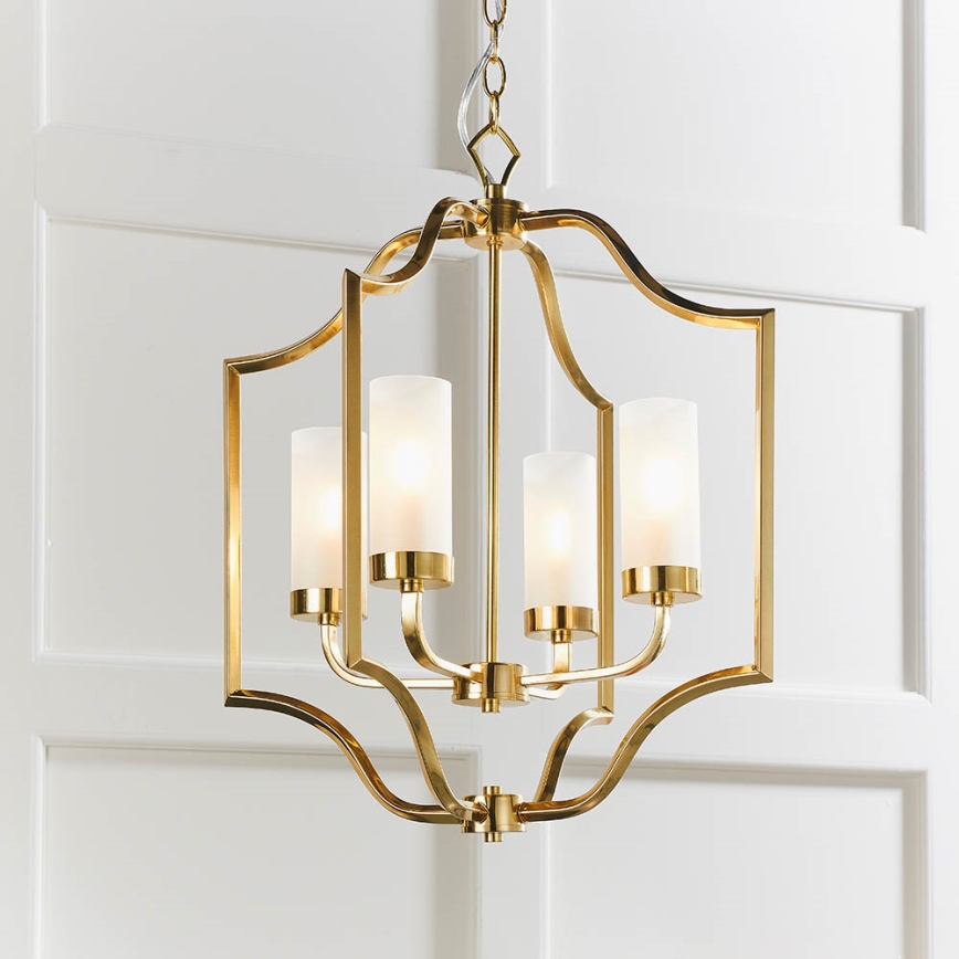 Endon 81914 - Závesný luster EDREA na reťazi 4xE14/6W/230V mosadz
