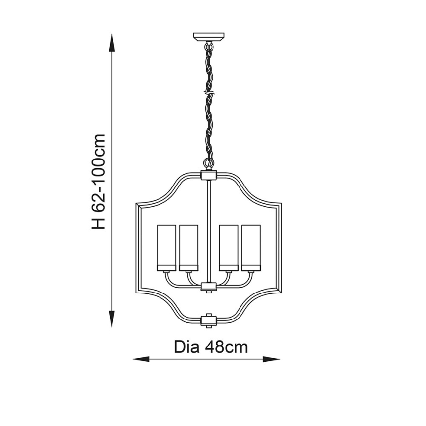 Endon 81914 - Závesný luster EDREA na reťazi 4xE14/6W/230V mosadz