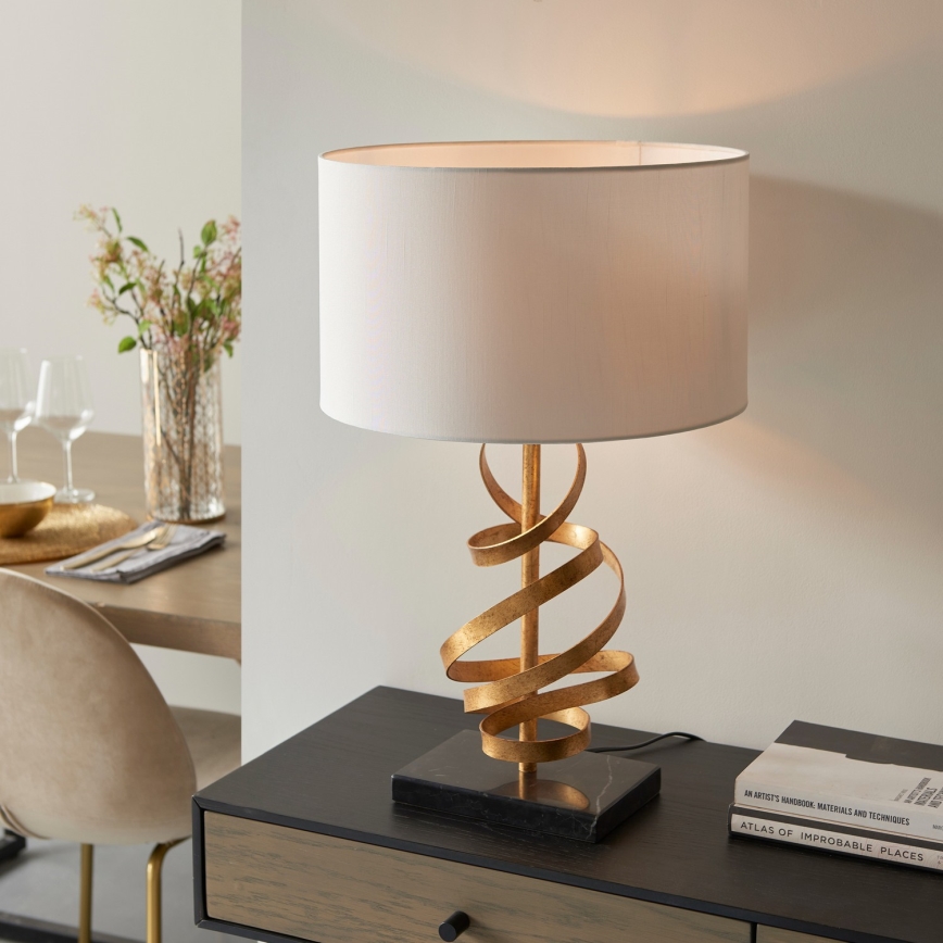Endon 82071 - Stolná  lampa 1xE27/10W/230V biela/mosadz/čierna