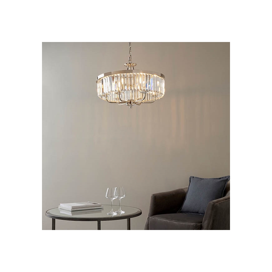 Endon 90263 - Luster na reťazi CHESTERFIELD 6xE14/6W/230V pr. 55 cm lesklý chróm