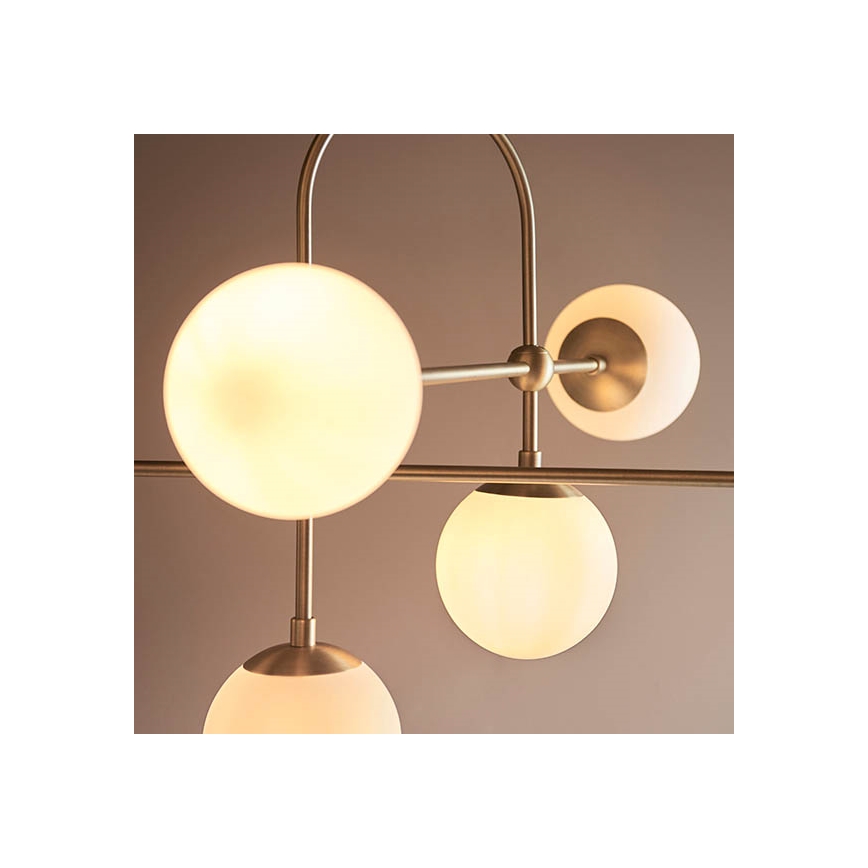 Endon 90842 - Luster na tyči 6xE14/7W/230V mosadz/biela