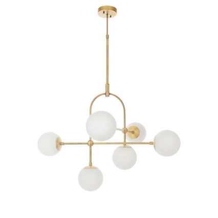 Endon 90842 - Stropný luster na tyči ONTARIO 6xE14/7W/230V mosadz/biela