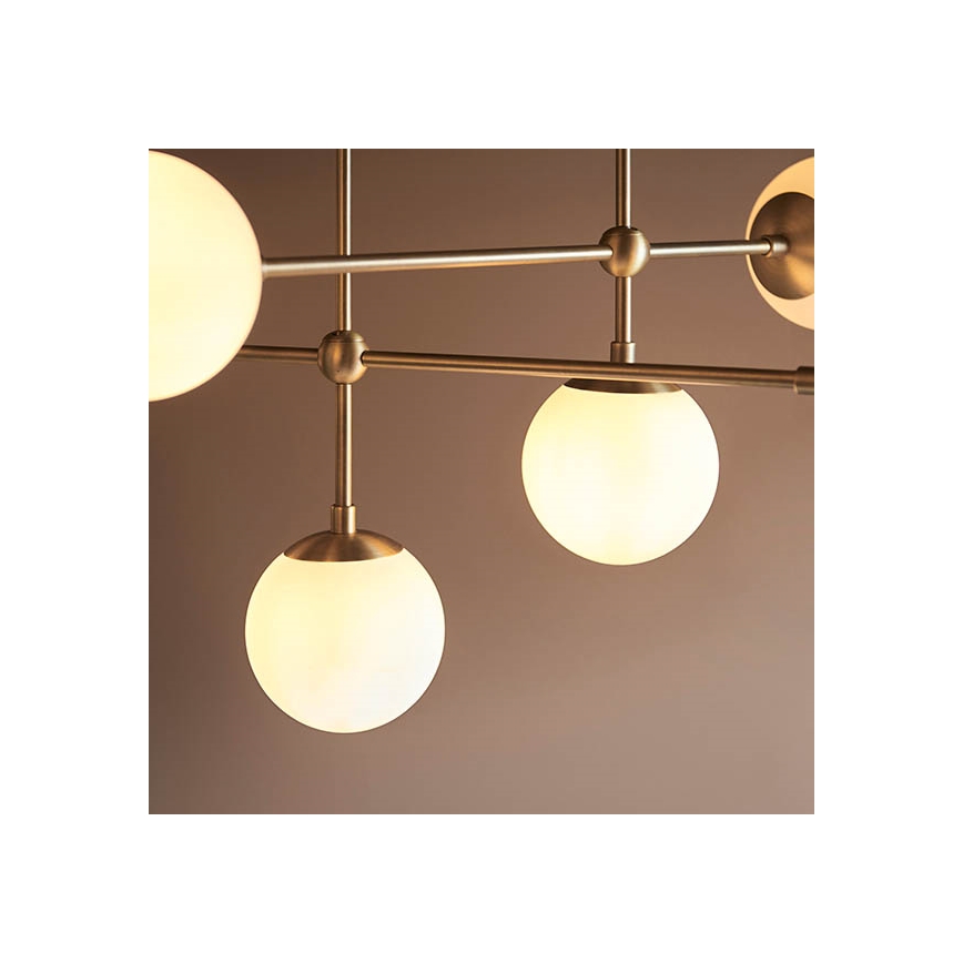 Endon 90842 - Stropný luster na tyči ONTARIO 6xE14/7W/230V mosadz/biela
