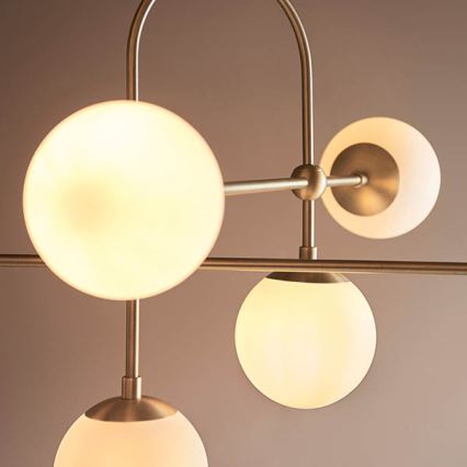 Endon 90842 - Stropný luster na tyči ONTARIO 6xE14/7W/230V mosadz/biela