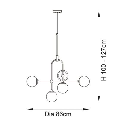 Endon 90842 - Stropný luster na tyči ONTARIO 6xE14/7W/230V mosadz/biela