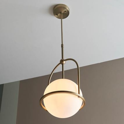 Endon 90844 - Luster na tyči ONTARIO 1xE27/10W/230V mosadz