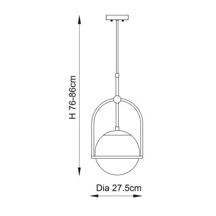 Endon 90844 - Luster na tyči ONTARIO 1xE27/10W/230V mosadz